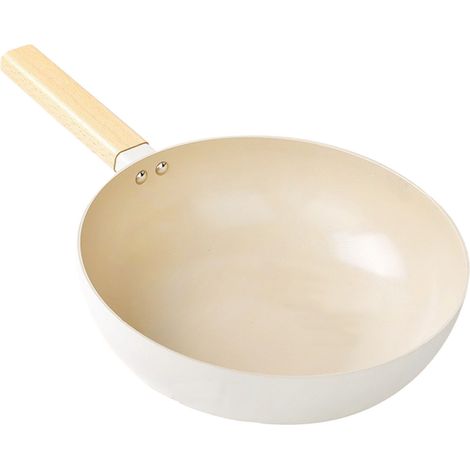 Poêle à frire antiadhésive en alliage d'aluminium épais de 28 cm avec manche en bois, revêtement spécial omelette (1/5)
