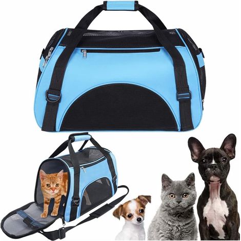 Sac de transport pour animaux de compagnie pliable et respirant, idéal pour chiens et chats, sac de voyage portable pour voiture et avion, sacoche de transport confortable et sécurisée (1/5)