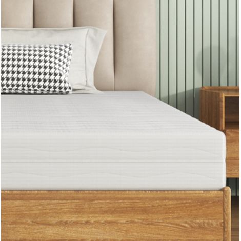 Matelas 140x200x13 cm blanc en mousse avec housse respirante et déhoussable (1/4)