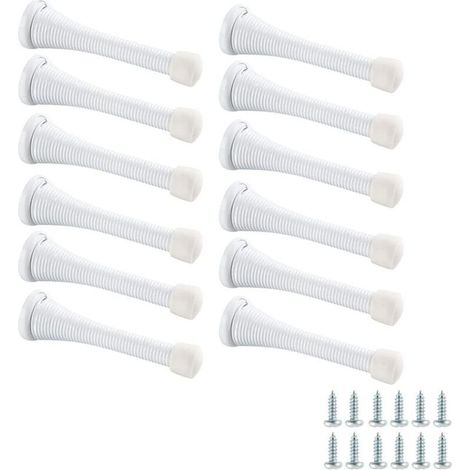 12 pièces, avec vis, blanc, butée de porte à ressort, butée de porte manuelle anti-pincement pour porte supérieure de sécurité enfant Crezuo (1/5)