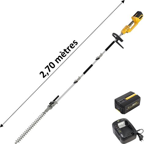 Taille-haies télescopique sans fil 40V – Lame orientable 55 cm – Autonomie 50 mn – Poignée ergonomique anti-vibration – Gt Elec (1/4)