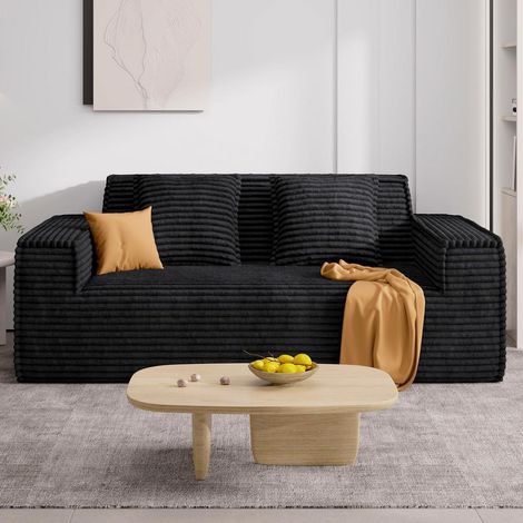 Cord Sofa mit Schlaffunktion, 2-3 Sitzer, keine Montage, Schwarz (1/5)