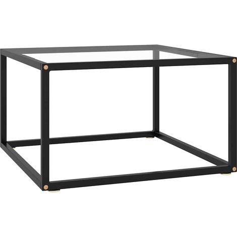 vidaXL Mesa de centro con vidrio templado negro 60x60x35 cm (1/5)