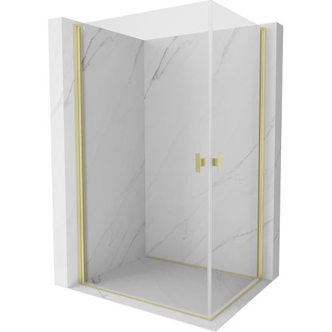 Mexen Mist-B Duo Duschkabine mit Flügeltür 75 x 70 cm, transparent, gebürstetes Gold - 8A2-075-070-55-00 (1/5)