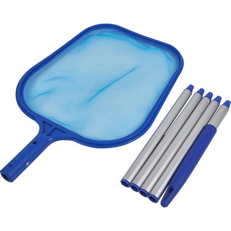 Épuisette de piscine - 160 cm - Maille renforcée - Manche télescopique en aluminium en 6 sections - Pour piscine, fontaine, bassin et spa (1/5)