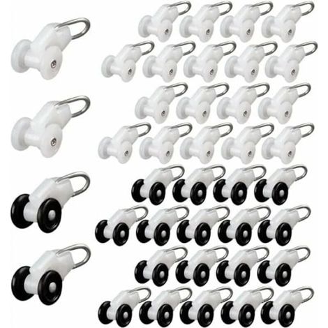 Ecleanfy - Roulettes pour tringle à rideaux (lot de 40), crochet pour pergola, rail pour rideaux (1/4)