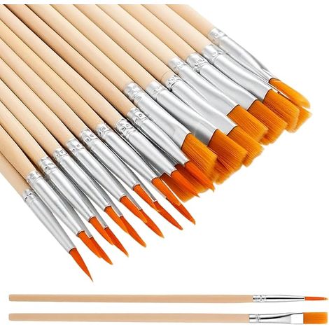 30 Pcs Nylon Hair Paint Brushes Set, Artist Paint Brush Flat Art Brush Round Pointed Tip Paintbrushes Face Art PaintBrushes for Watercolor Oil Acrylic Craft Painting Figurines Drawing