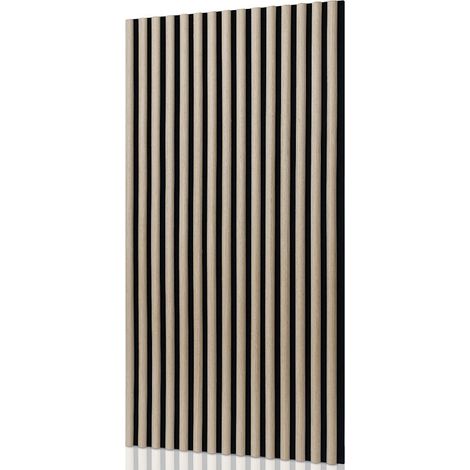 Wolketon Akustikpaneel Wandpaneel Holzlamellen 120x60 cm, halbrund, Weißeiche, Filz MDF, 1 Stück, Dämmplatte (1/5)