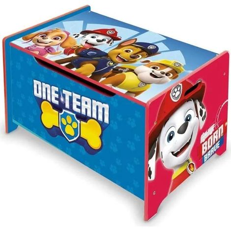 Coffre à jouets en bois Pat Patrouille – Longueur 62,5 cm – Hauteur 37 cm – Banc de rangement enfant – Licence officielle – Arditex