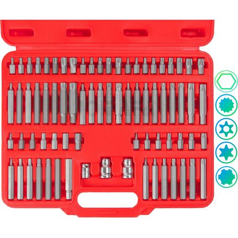 Juego de puntas combinadas ALLEN hexagonales, TORX, TORX inviolable, RIBE y XZN spline, 75 piezas (1/5)