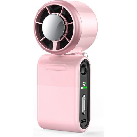 Outdoor Portable Handheld Digital Fan Rechargeable Powerful Turbos Fan Cooling Tool for Outdoor Camping Traveling,Pink (1/5)