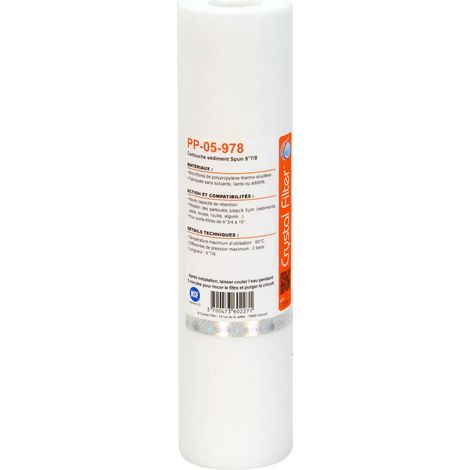 Cartouche Crystal Filter® PP-05-978 sédiment SPUN 9''7/8 - Filtre 5 µm (1/4)