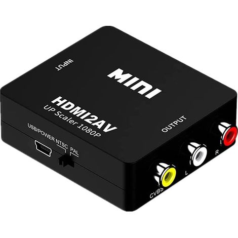 1 Convertisseur HDMI vers AV, Adaptateur RCA CVBS, Sortie Vidéo L/R, Support NTSC PAL, Pour Téléviseur Ancien (1/5)