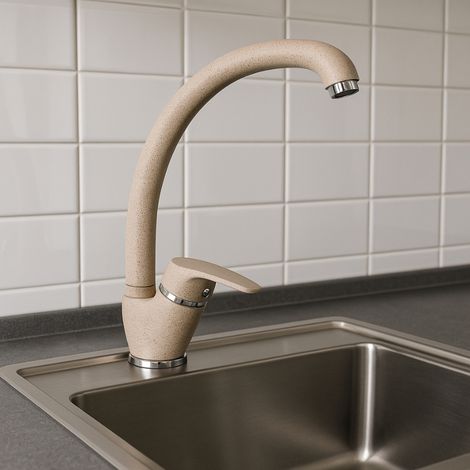 Miscelatore monoforo in ottone colorato per lavello cucina modello oslo erogazione orientabile finitura- avena 2 - confezione 1 (1/5)