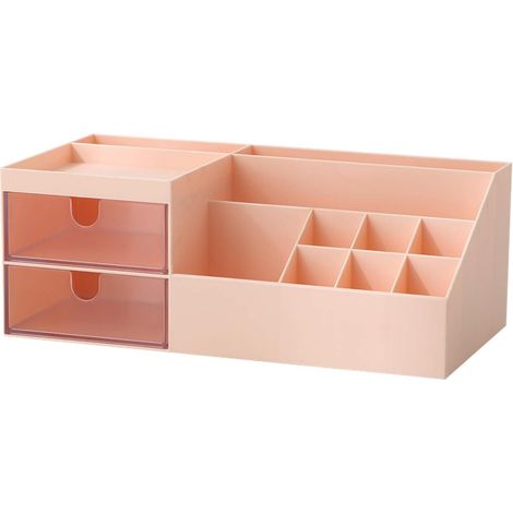 Organisateur de maquillage, organisateur de coiffeuse/cosmétiques, mini rangement de bureau pour fournitures de bureau, comptoir de salle de bain ou commode, rose (1/5)