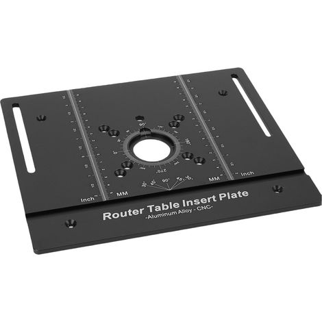 Plaque d'insertion pour table de fraisage en alliage d'aluminium, banc de travail du bois, plaque réversible pour défonçage, rainurage et chanfreinage, noire (1/5)