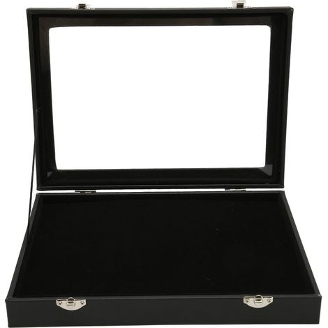 TONYSA Présentoir à broches, couvercle en verre Transparent anti-poussière, boîte de rangement pour badges avec boucle de verrouillage pour barre de broches, Collection de bijoux M (1/4)
