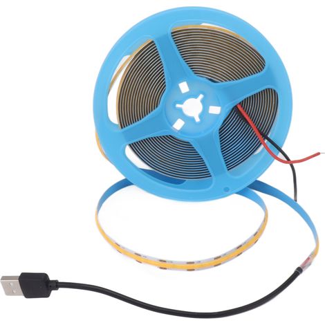 Ortviai Ruban LED COB 5 V, 5 m, 300 LED, lumière neutre 4000 K, flexible et auto-adhésif pour intérieur/extérieur (1/5)
