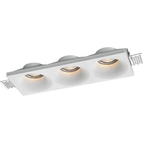 V-TAC VT-11023 Portafaretto led in gesso da incasso rettangolare a scomparsa tagli concavi per 3 faretti 3GU10/GU5.3 bianco sku 6766