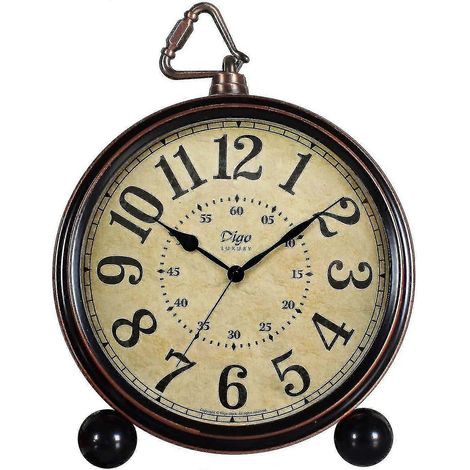 Réveil de bureau rétro sans tic-tac de 13,2 cm (5,2 pouces), petit réveil décoratif, à piles, bronze (1/2)