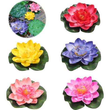 5PCS Nénuphars flottants,Nénuphar Artificiel,Fleur De Mousse De Lotus Décorations flottantes,Nénuphar artificiel pour aquarium,Nénuphars flottants en mousse,pour Décorations flottantes (Couleur)