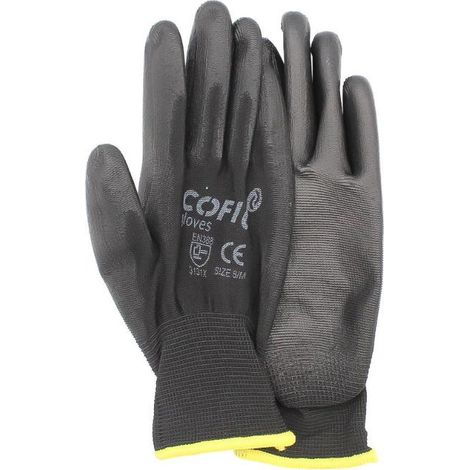 DAMESA guante poliuretano negro t-8 caja 12 , Guantes de poliuretano negro Cofil Guantes de poliuretano negro fabricados en poliéster con la palma recubierta de poliuretano