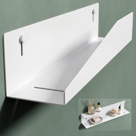 Mai & Mai Étagère Murale de Rangement en Acier Carbone Support Rangement au Mur Étagère Douche à Poser pour Salle de Bain Cuisine Chambre Blanc 500X100X100 MM Reglo-15 (1/5)