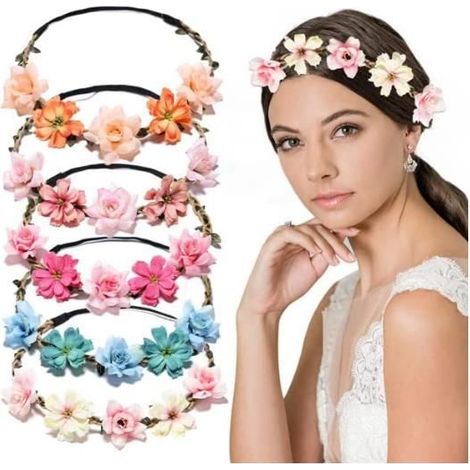 Couronne de Fleurs - Non spécifié - Lot de 5 - Élastique - Ajustable - Pour Photographie et Festivals (1/4)