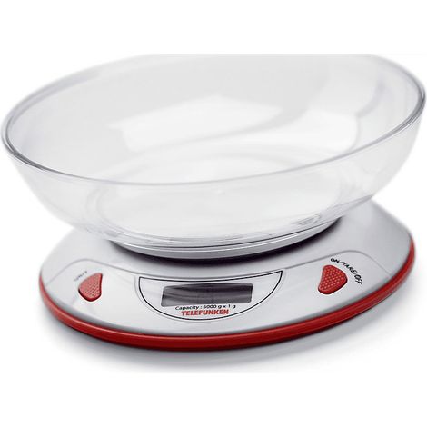 Telefunken Bilancia Da Cucina Elettronica M02556 5 Kg Con Ciotola Rimovibile