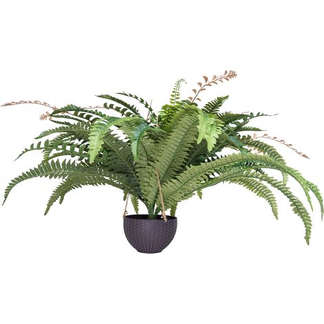 Mophorn Helechos Artificiales con Diámetro Extensible de 94 a 104 cm, Diseño Colgante, Decoración Resistente a la Luz Solar con 80 Ramas y Maceta, Ideal para Hogar, Oficina y Espacios Exteriores