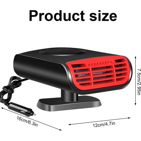 Riscaldatore per auto 12V, mini spina accendisigari, multifunzione per sbrinamento, disappannamento e raffreddamento del parabrezza, rotazione a 360°, riscaldamento e raffreddamento, ALTRO (1/4)