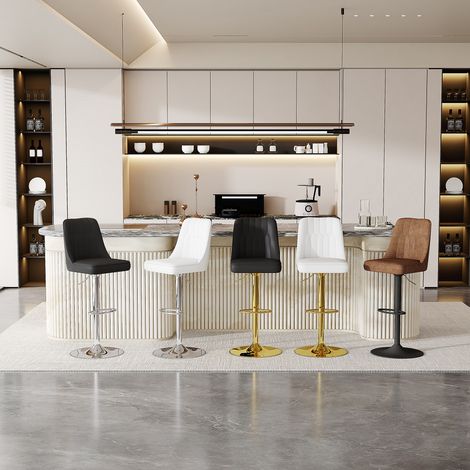 Lot de 2 tabourets de bar réglables en hauteur, pivotants 360°, pour cuisine et bar (1/5)