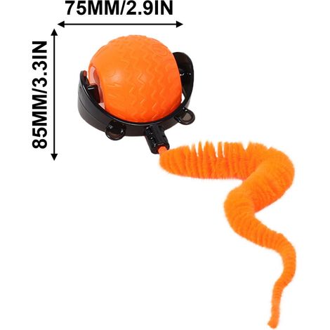 Jouet interactif pour animaux de compagnie avec lumières LED, balle roulante automatique et corde orange (1/4)
