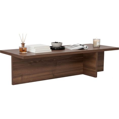 Tavolino da Salotto Marmorito, Forma Rettangolare, Materiale Piano in Legno Nobilitato, Colore Ripiano Marrone, 120x45x30h cm Marrone Noce