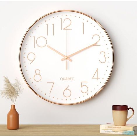 Horloge Murale 30cm Silencieuse Blanc Caractère Or pour Décoration Maison Lumiryn (1/5)