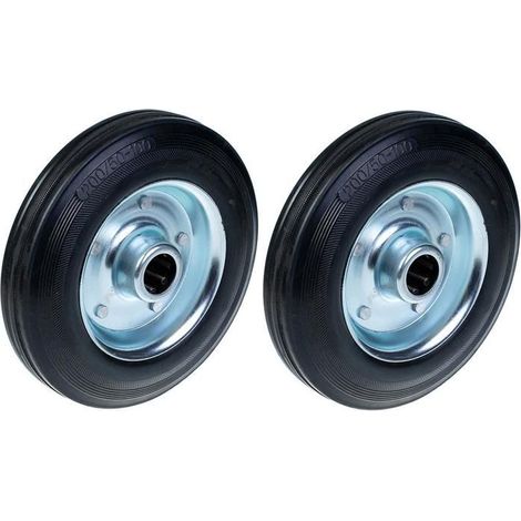 Wheel - ZHONGSHAN - 200mm - Black rubber - Set of 2 - Capacity 185 kg per wheel (1/4)