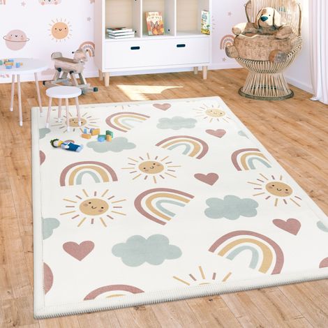 Paco Home Alfombra De Habitacion Bebe Infantil Antideslizante Arcoíris Animal Lunares 140x200 cm, Multicolor 2 (1/5)