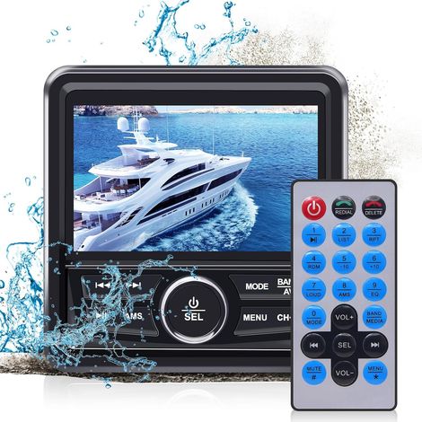 Stéréo Marine Radio étanche Lecteur Multimédia Récepteur Stéréo Universel étanche MP3 MP5 pour Bateau, Lecteur Am/FM pour Yachts, Bateaux Marins (1/5)