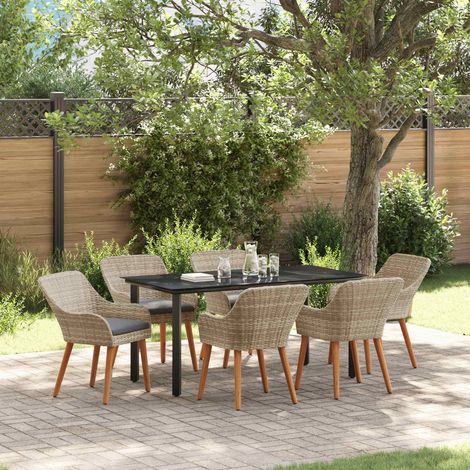vidaXL Conjunto de Comedor de Jardín 7 uds. Gris Claro ratán sintético (1/5)