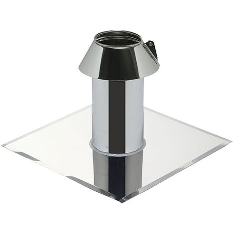 Poujoulat – Solin de toit inox avec collerette 80/130 – Résistant aux intempéries – Pour toits plats – Installation facile et durable (1/2)