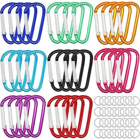 D-Clip – Aluminium – 4,6 cm – Federverschluss – 32 Stück – 8 Farben – Für Outdoor-Aktivitäten und Kletterzubehör (1/5)