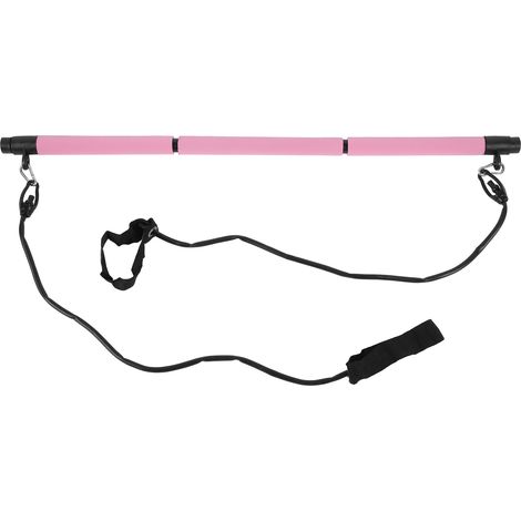 Barre de Pilates à 3 sections, barre de yoga et de musculation, corde de traction, équipement de fitness pour la maison, rose (1/5)