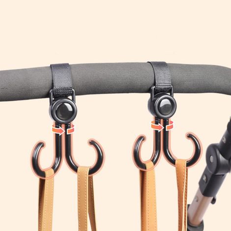 Drehbarer Doppelhaken für Fahrradsattel/Handtasche, verstellbare ABS-Haken, 2 Stück 9,5 x 18,8 cm (1/5)