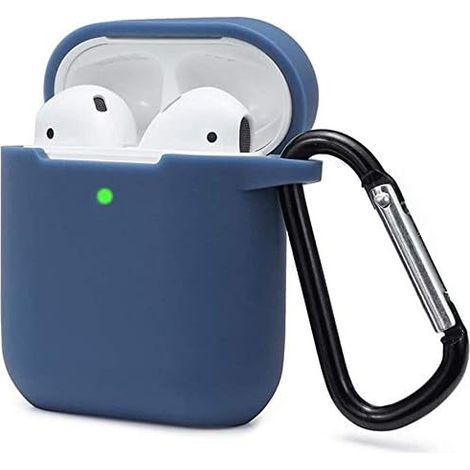 Schutzhülle aus blauem Silikon für Apple AirPods der 3. Generation + Karabiner