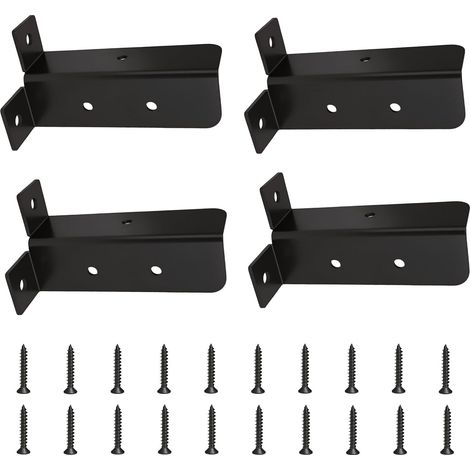 4 Pcs Support Poteau Bois, Manchon à Visser Noir (1/5)