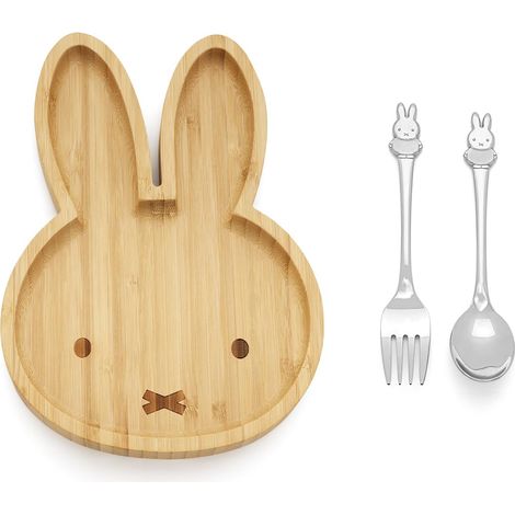 Zilverstad - Piatto in bambù Miffy + posate 2 pz in acciaio inox (1/4)