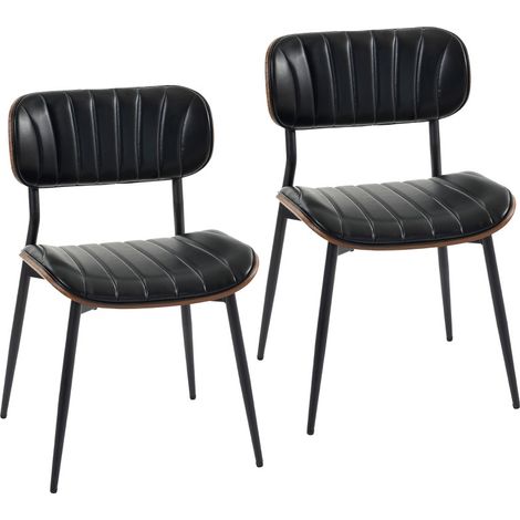 Chaise Viloac salle à manger cuir synthétique pieds métal noir et marron (1/5)