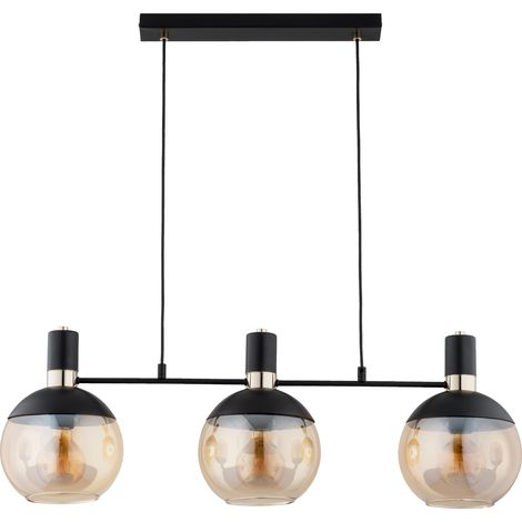 Suspension déco métal noir/ambre or 3xE27 Alfa KATEL (1/2)