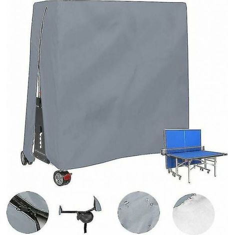 Funda para mesa de ping-pong de exterior, impermeable y a prueba de polvo, doble función, color gris.