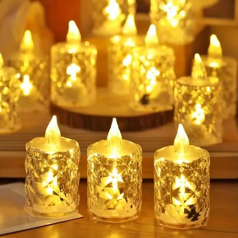 Bougies LED Sans Flamme à Piles Ambiance Décorative pour Halloween Noël Fêtes Saint-Valentin Mariages Décor Maison Romantique 6pcs (1/5)